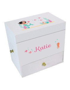 Caja de Joyería Musical My Bambino Sirena Negra 4 Cajones