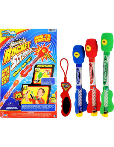 Cohetes Gritadores del Cielo JA-RU 3 Piezas con Lanzador