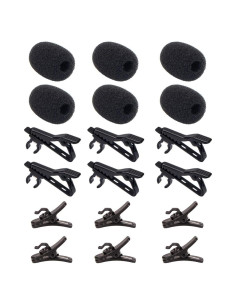 Kit 18 Piezas Clips y Cubiertas para Micrófono Lavalier