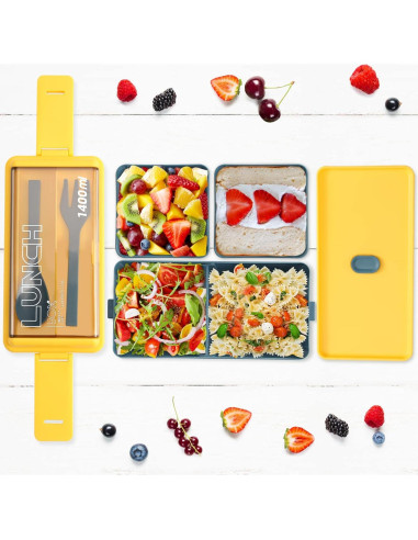 Caja Bento 2 Pack CHZZMS 1400ml Ecológica Apilable Verde/Azul