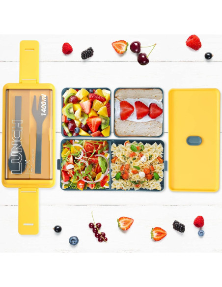 Caja Bento 2 Pack CHZZMS 1400ml Ecológica Apilable Verde/Azul