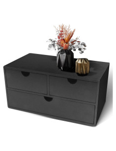 Organizador de Escritorio Charmewooden Negro 3 Cajones Bambú