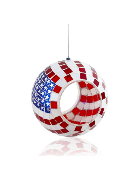 Comedero de Aves VOREEN Mosaico Bandera Americana 15.88 cm Vidrio