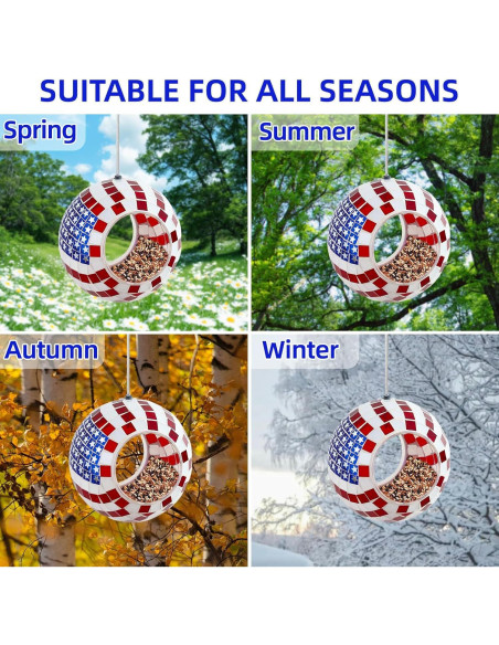 Comedero de Aves VOREEN Mosaico Bandera Americana 15.88 cm Vidrio