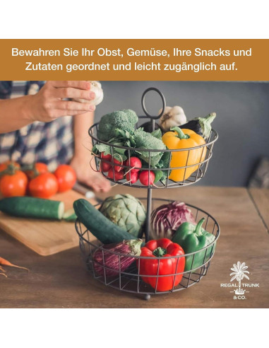Canasta de Frutas de 2 Niveles Regal Trunk & Co. - Metal