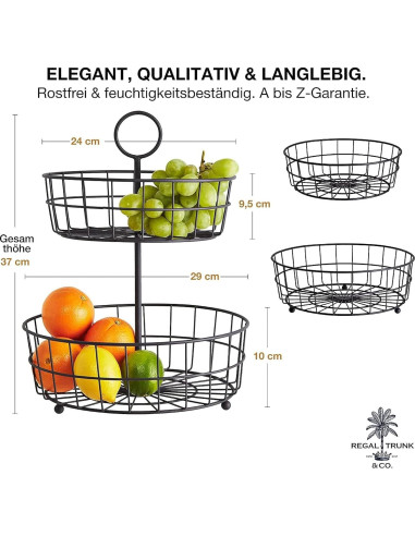Canasta de Frutas de 2 Niveles Regal Trunk & Co. - Metal