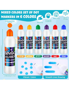 Set de Bolsa de Bingo Crtiin con 6 Daubers de Colores 2