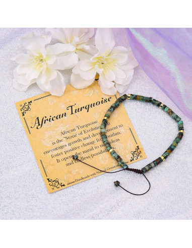 Pulsera de Turquesa Africana BONNY BOXX 2x4mm Ajustable Unisex