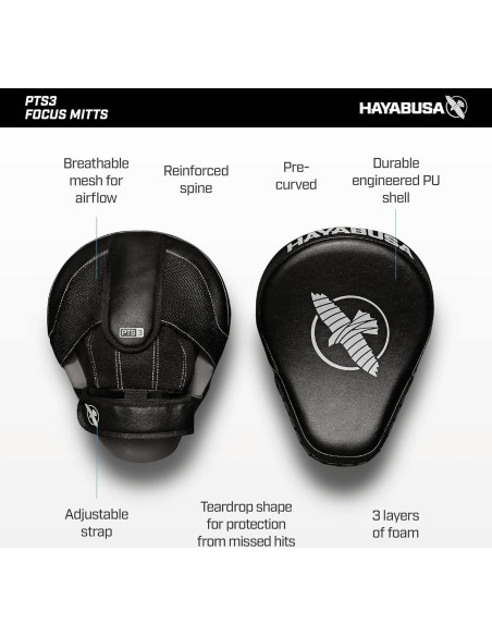 Guantes de Enfoque Hayabusa PTS 3 - Negro - 0.34 kg