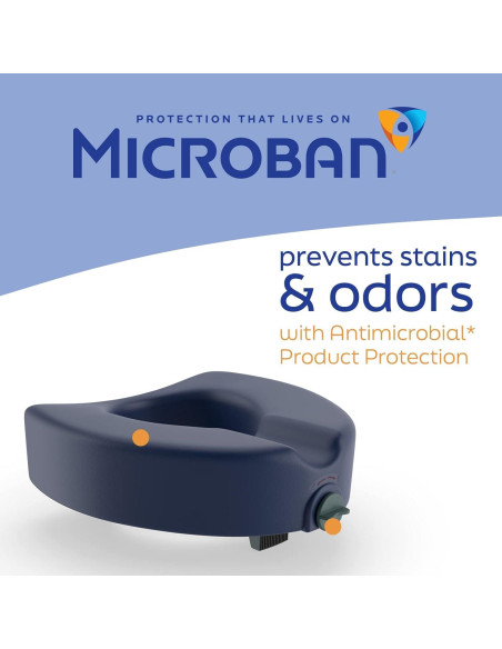 Asiento Elevado de Inodoro Medline Azul con Bloqueo 13 cm