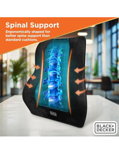 Almohada Lumbar Ergonomica BLACK+DECKER con Gel Refrescante 46x39cm