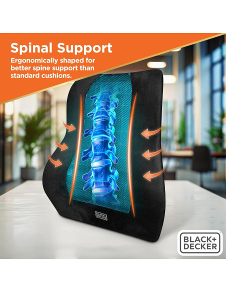 Almohada Lumbar Ergonomica BLACK+DECKER con Gel Refrescante 46x39cm
