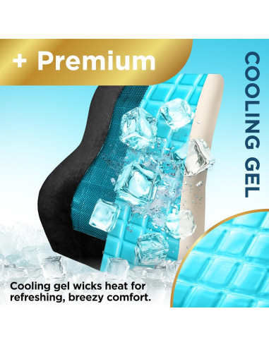 Almohada Lumbar Ergonomica BLACK+DECKER con Gel Refrescante 46x39cm