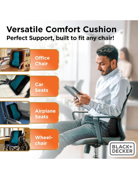 Almohada Lumbar Ergonomica BLACK+DECKER con Gel Refrescante 46x39cm