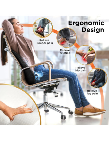 Almohada Lumbar Ergonomica BLACK+DECKER con Gel Refrescante 46x39cm