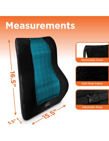 Almohada Lumbar Ergonomica BLACK+DECKER con Gel Refrescante 46x39cm