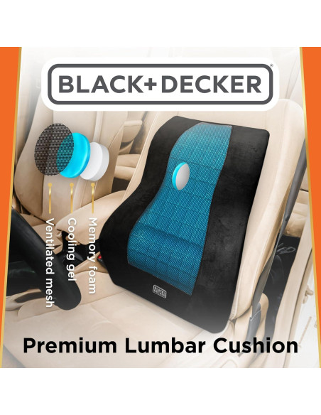Almohada Lumbar Ergonomica BLACK+DECKER con Gel Refrescante 46x39cm
