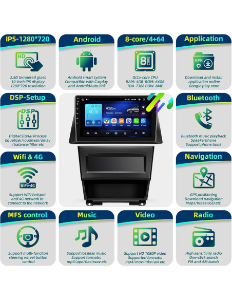 Radio Android 10.2" para Honda Accord 2008-2011 Carplay Bluetooth
