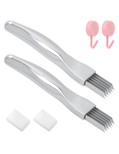 Cortador de Cebollín TLPCRKI 2 Piezas Acero Inoxidable 6 Cuchillas