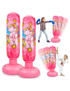 2 Bolsas de Boxeo Inflables Vinsatin Unicornio Rosa 119 cm