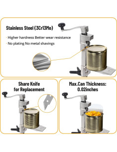 Abrelatas de mesa manual Towallmark con cuchilla de acero inoxidable 2