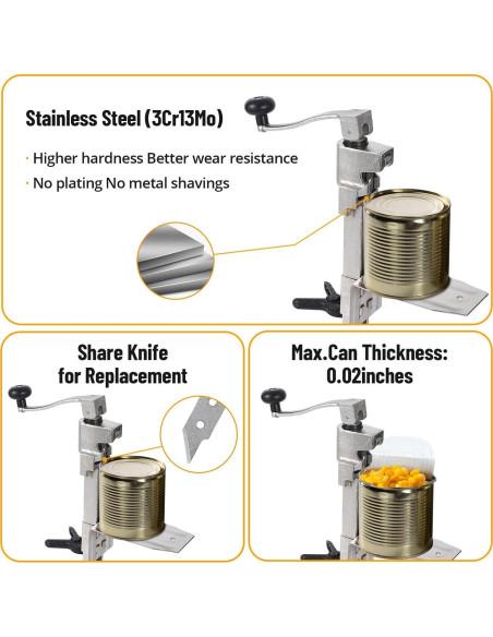 Abrelatas de mesa manual Towallmark con cuchilla de acero inoxidable