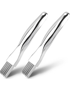 Cortador de Cebollín TLPCRKI 2 Piezas Acero Inoxidable 6 Cuchillas 2