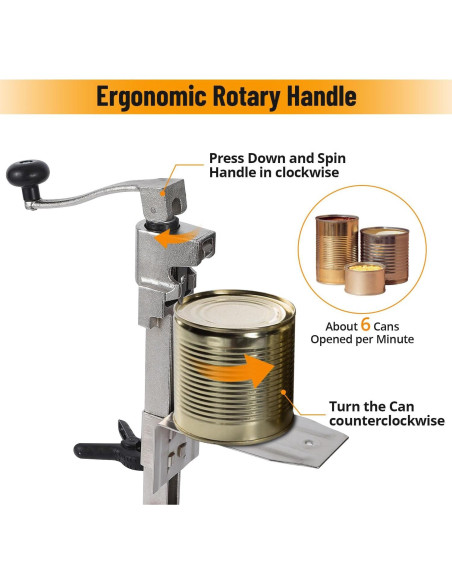 Abrelatas de mesa manual Towallmark con cuchilla de acero inoxidable