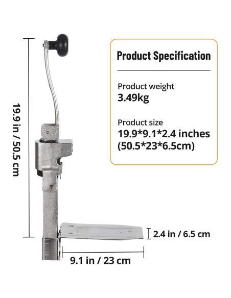 Abrelatas de mesa manual Towallmark con cuchilla de acero inoxidable
