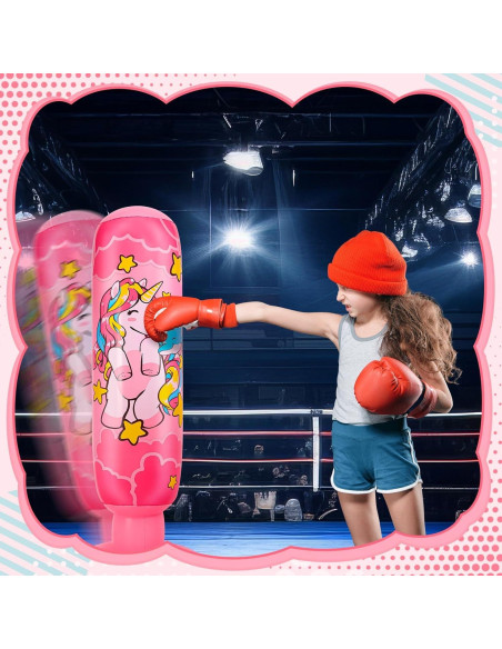 2 Bolsas de Boxeo Inflables Vinsatin Unicornio Rosa 119 cm