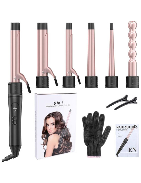 Plancha de Rizar 6 en 1 Uvistare con Barriles Cerámicos Intercambiables