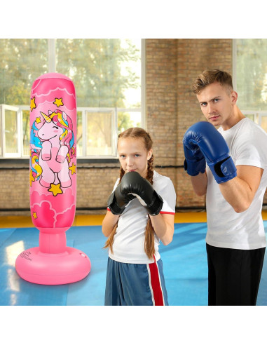 2 Bolsas de Boxeo Inflables Vinsatin Unicornio Rosa 119 cm