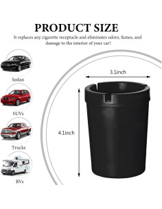 Cenicero de coche KVAEY automático a prueba de olores 10.4x7.9cm 2