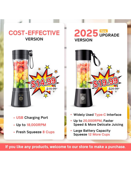 Licuadora Portátil YFIXQNSU 380ml Sin Cable para Batidos