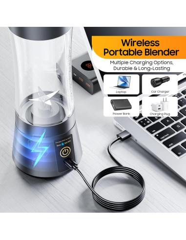 Licuadora Portátil YFIXQNSU 380ml Sin Cable para Batidos