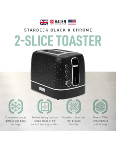 Tostadora Haden Starbeck 2 Rebanadas Acero Inoxidable Negro 2