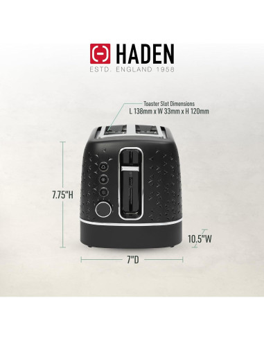 Tostadora Haden Starbeck 2 Rebanadas Acero Inoxidable Negro