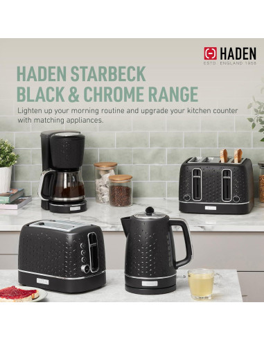 Tostadora Haden Starbeck 2 Rebanadas Acero Inoxidable Negro