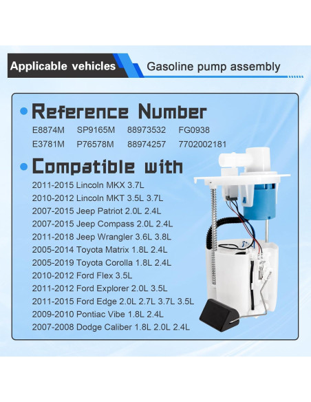 Conjunto Bomba de Combustible Eléctrica GZYQPDZ ZYQP-0051 1.8L 2.4L