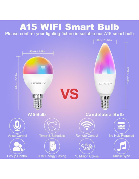 Bombilla LED Inteligente E12 Enshine A15 5W Regulable WiFi