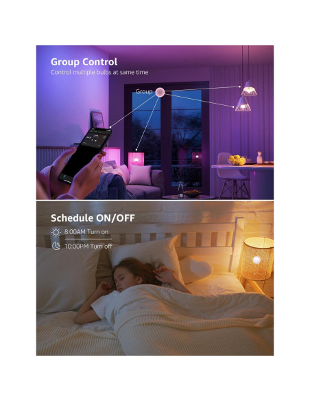 Bombillas Inteligentes Lepro B2 AI - 1100LM RGBWW, Paquete de 2