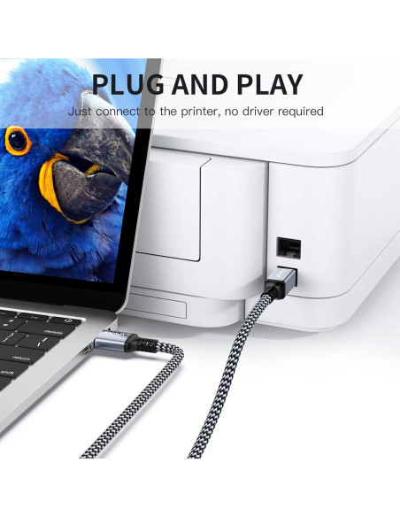 Cable de Impresora USB 2.0 FXAVA 6.1m Nylon Trenzado