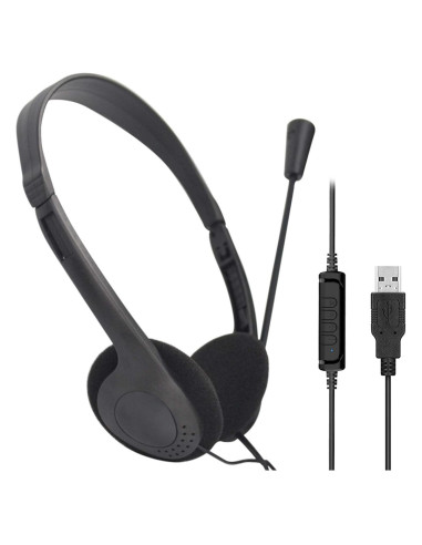 Auriculares USB CALIDAKA con Micrófono, Livianos y Ajustables