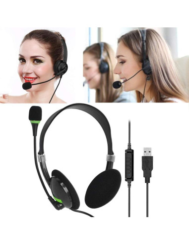 Auriculares USB CALIDAKA con Micrófono, Livianos y Ajustables