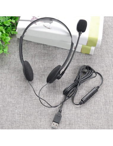 Auriculares USB CALIDAKA con Micrófono, Livianos y Ajustables