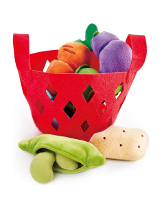 Cesta de Verduras de Juguete Hape | Juego de Alimentos Suave 6 Piezas 2