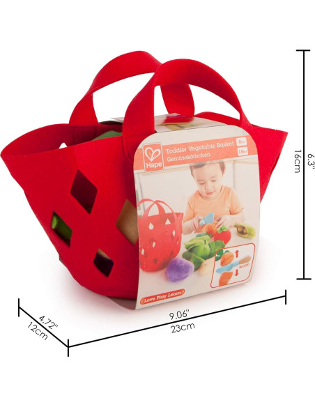 Cesta de Verduras de Juguete Hape | Juego de Alimentos Suave 6 Piezas