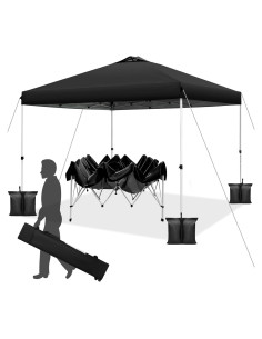 Carpa Plegable WEIZE 3.05x3.05m Ajustable Impermeable Negra