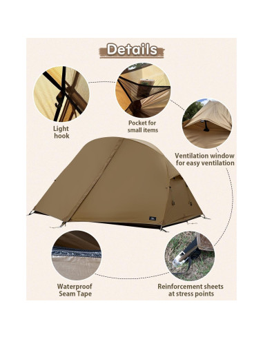 Tienda de Camping MC TOMOUNT Ultraligera 2 Personas Impermeable