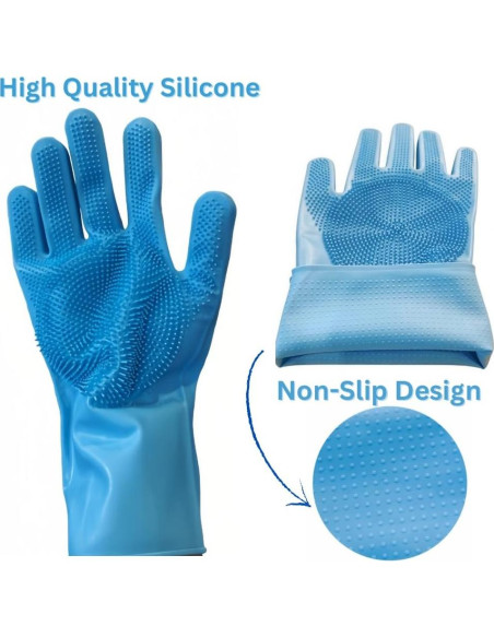 Guantes de Aseo para Mascotas PawBliss, Azul, 5 Dedos, Silicona Guantes de Aseo para Mascotas PawBliss, Azul, 5 Dedos, Silicona